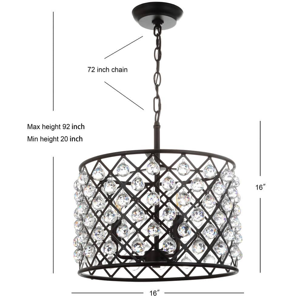 Gabrielle 16" Oil-Rubbed Bronze Crystal LED Drum Pendant