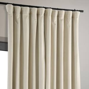Ivory Velvet Rod Pocket Blackout Curtain - 100 in. W x 120 in. L (1 Panel)