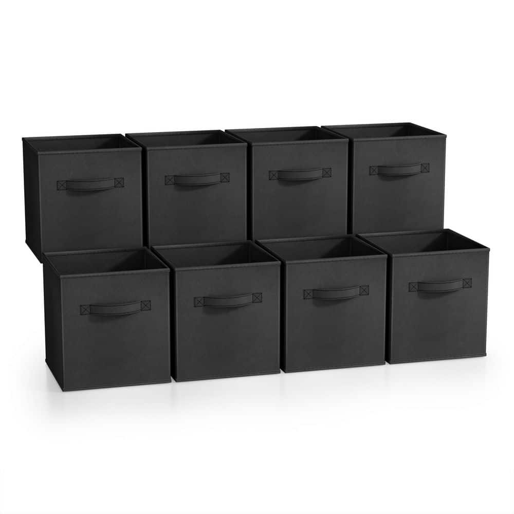 Foldable Storage Cubes Handles Black 10.5 in. W x 11 in. H Fabric Decorativ