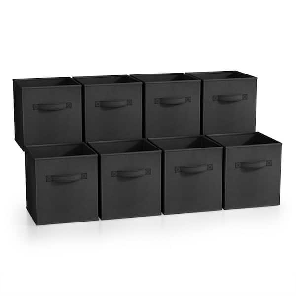 Foldable Storage Cubes Handles Black 10.5 in. W x 11 in. H Fabric Decorative Basket Set of 8, Foldable Closet Organizers