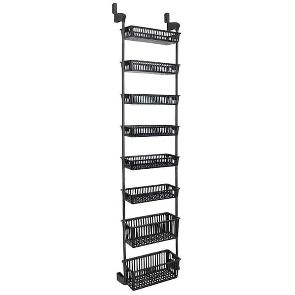 8-Tier Over-The-Door Hanging Pantry Organizer with 2 Deep and 6 Full Baskets-All Black