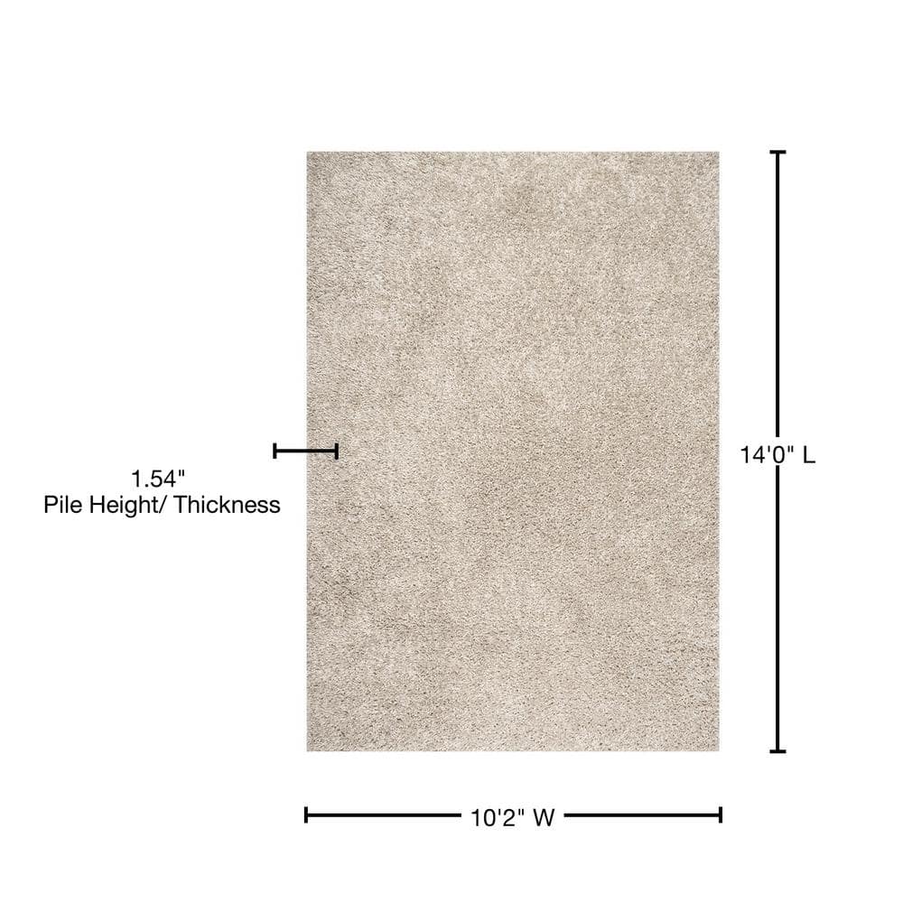 Plush Beige Square Shag Synthetic Area Rug 62" x 24"