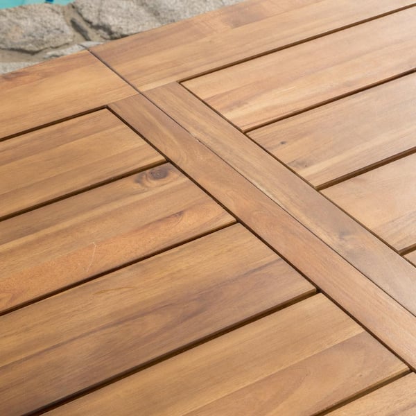 Catriona Teak Brown Finish 3-Piece Wood Rectangular Outdoor Patio Dining Set