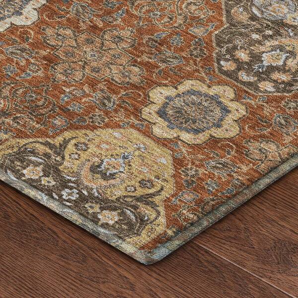 Mayfield Premium Machine Washable Abstract AMF2484 Paprika 2 ft. x 3 ft. Accent Rug