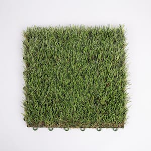 12.6 in.LX12.6 in.W Green Realistic Artificial Grass Turf Waterproof PE Panels Outdoor/Indoor For Garden(Pack of 9Tiles)