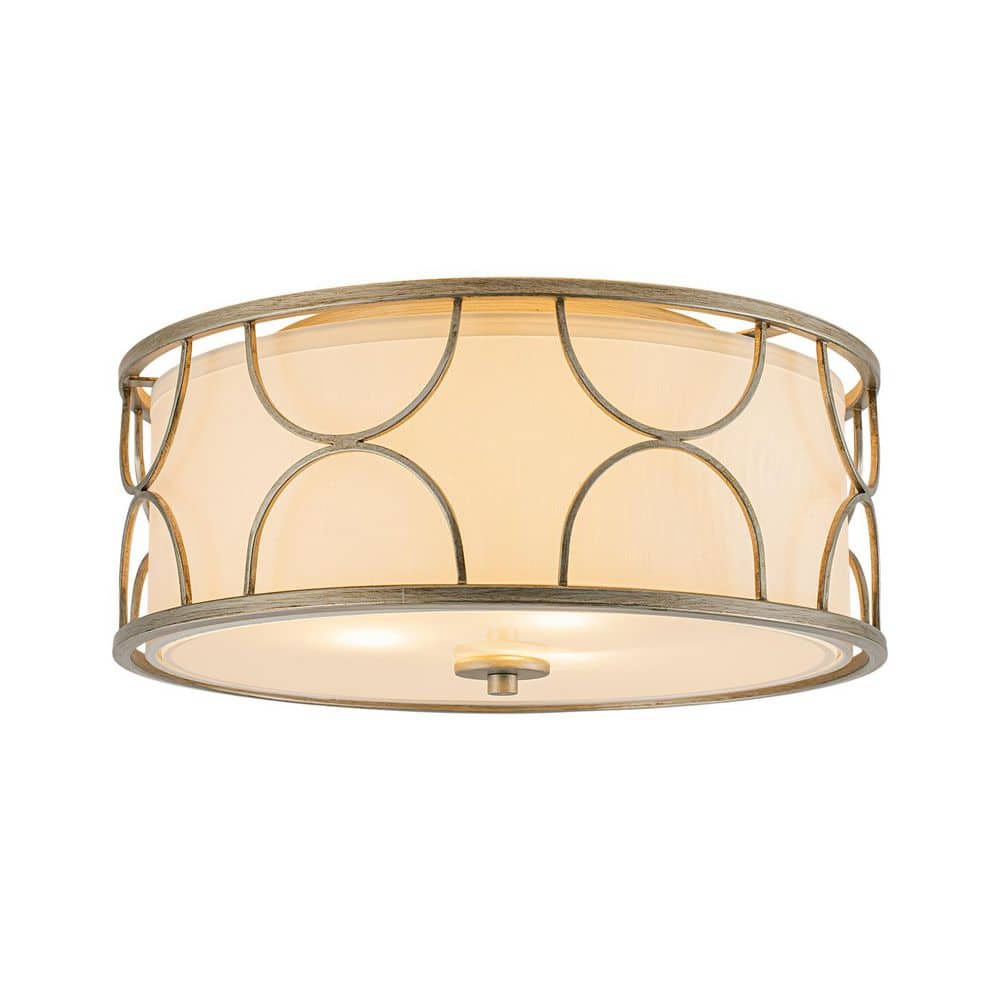 Ardent 16 in. 3-Light Modern Traditional Drum Antique Nickel Farmhouse Flush Mount with Fabric Shade for Bedroom Hallway price history on PriceWatchPro