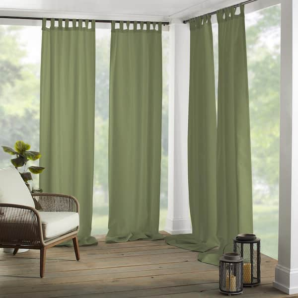 Elrene Green Solid Tab Top Room Darkening Curtain - 52 in. W x 108 in. L