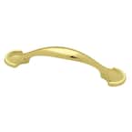 3 in. (76mm) Center-to-Center Polished Brass Half-Round Foot Drawer Pull