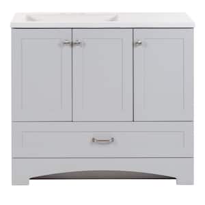 Lancaster 36 in. W x 19 in. D x 33 in. H Single Sink Bath Vanity in Pearl Gray with White Cultured Marble Top