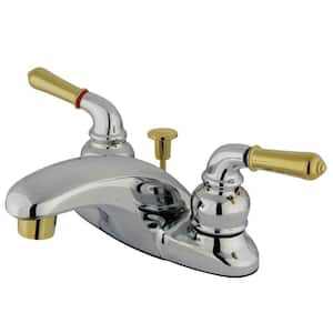 Magellan 4 in. Centerset 2-Handle Bathroom Faucet with Plastic Pop-Up in Polished Chrome/Polished Brass