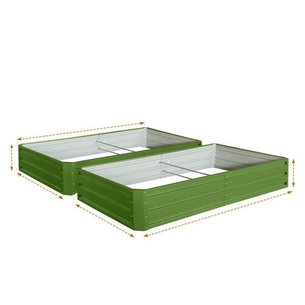 6 x 3 x 1 ft (2 Pack) Raised Metal Planter Bed, Outdoor Patio Box Kit for Growing Vegetables, Flowers, Herbs, Green