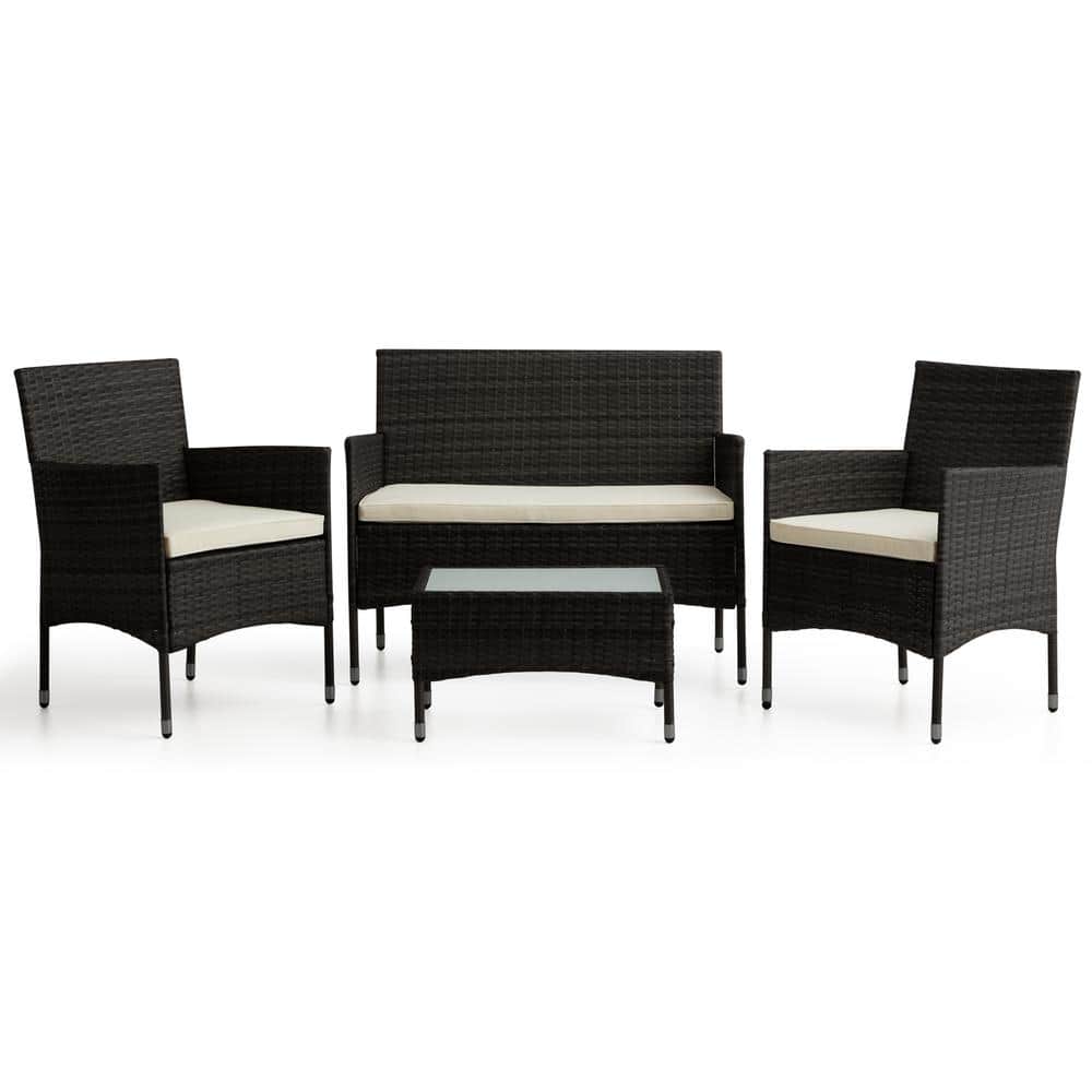 Brookside Iris Brown 4Piece Rattan Outdoor Conversation Seating Set