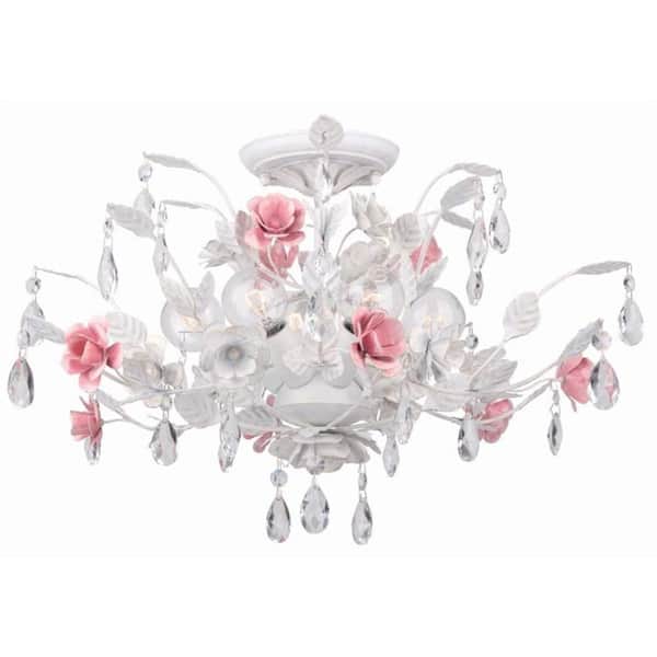 Crystorama Lola 20 in. 6-Light Wet White Semi-Flush Mount
