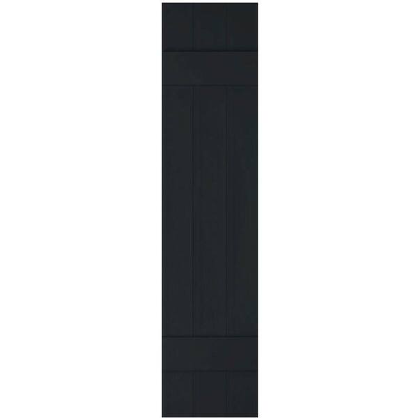 Ekena Millwork 10-1/2 in. x 30 in. Lifetime Vinyl Custom Three Board Joined Board and Batten Shutters Pair Black