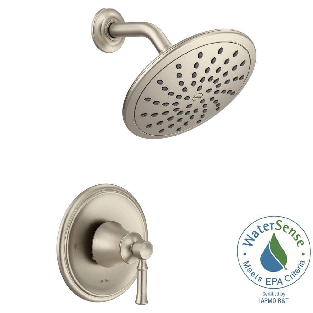 Brushed Nickel 8" Rain Showerhead with Lever Handle