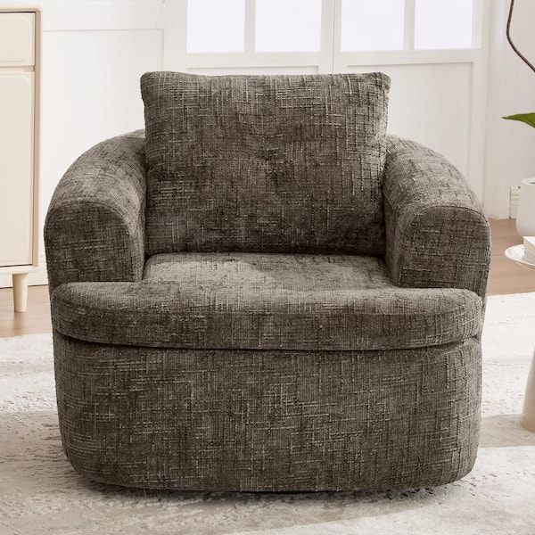 Brown 360° Swivel Round Sofa Chair Accent Barrel Chair