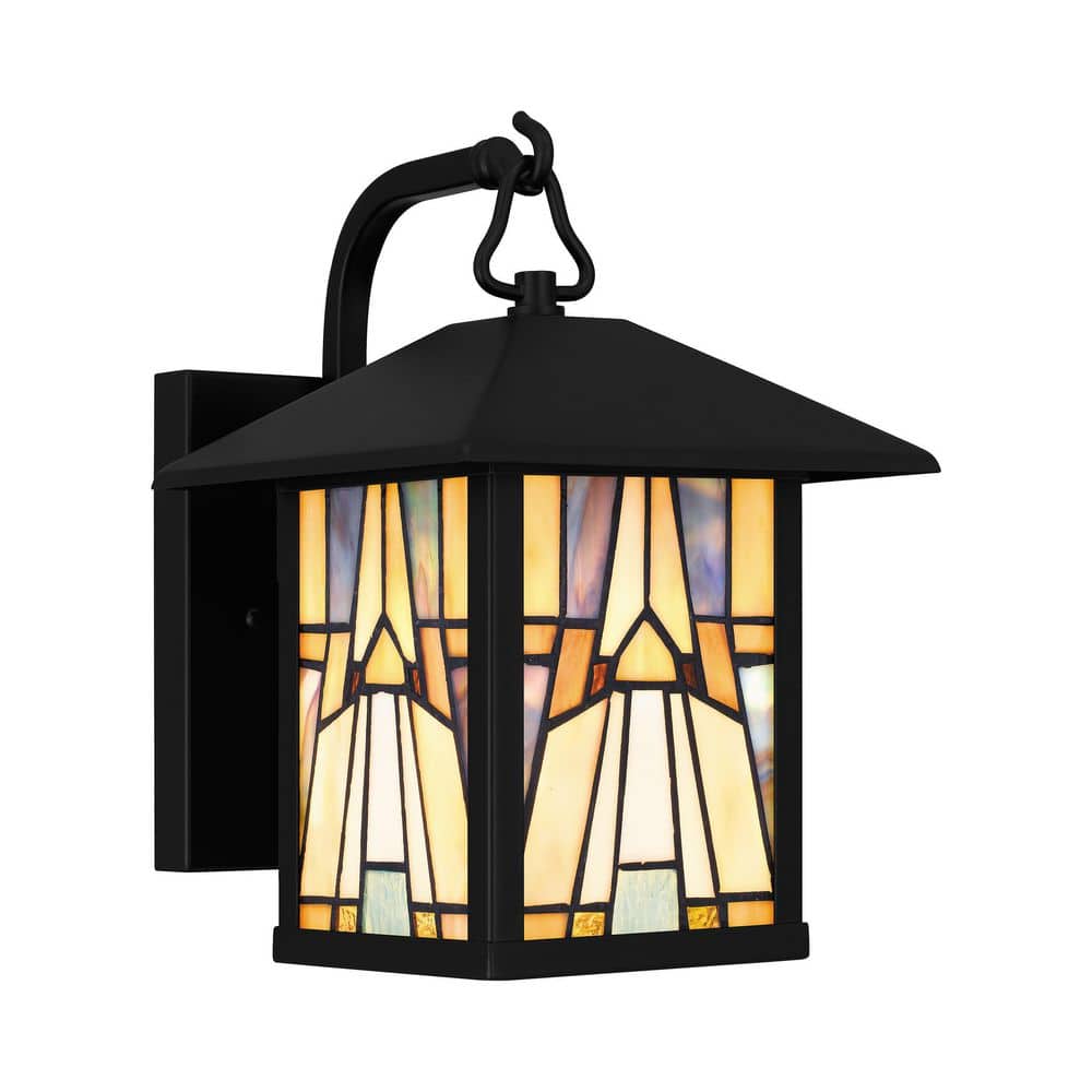 Labelle Park 1-Light Medium Matte Black Outdoor Wall Sconce with Tiffany Glass Shade price history on PriceWatchPro