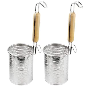 2-Pack Pasta Strainer, Stainless Steel Mesh Spider Strainer for Pasta, Noodle, Dumpling (4.5 in. D x 6.1 in. H)