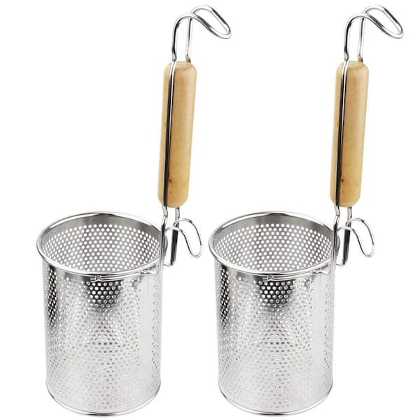 2-Pack Pasta Strainer, Stainless Steel Mesh Spider Strainer for Pasta, Noodle, Dumpling (4.5 in. D x 6.1 in. H)