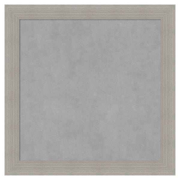 Amanti Art Woodgrain Stripe Grey 14 in. x 14 in. Framed Magnetic Board