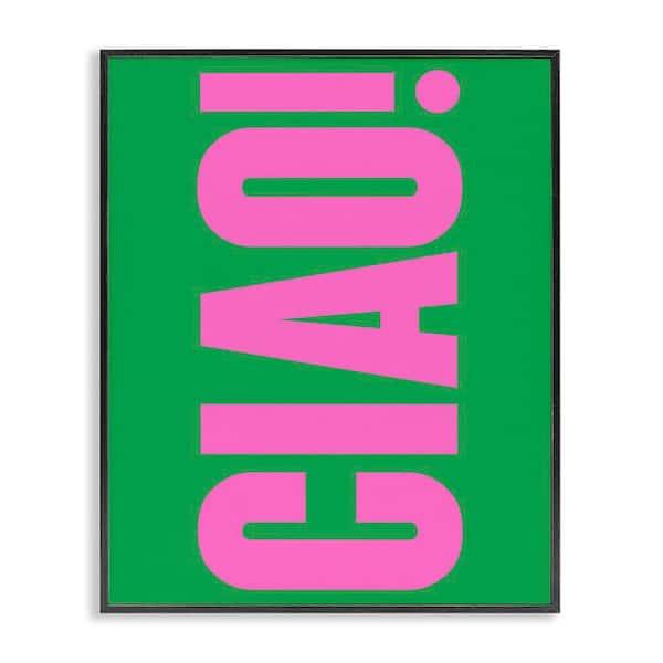Stupell Industries Ciao Pink and Green by House of Lulu Black Framed Typography Giclee Art Print 20 in. x 16 in.
