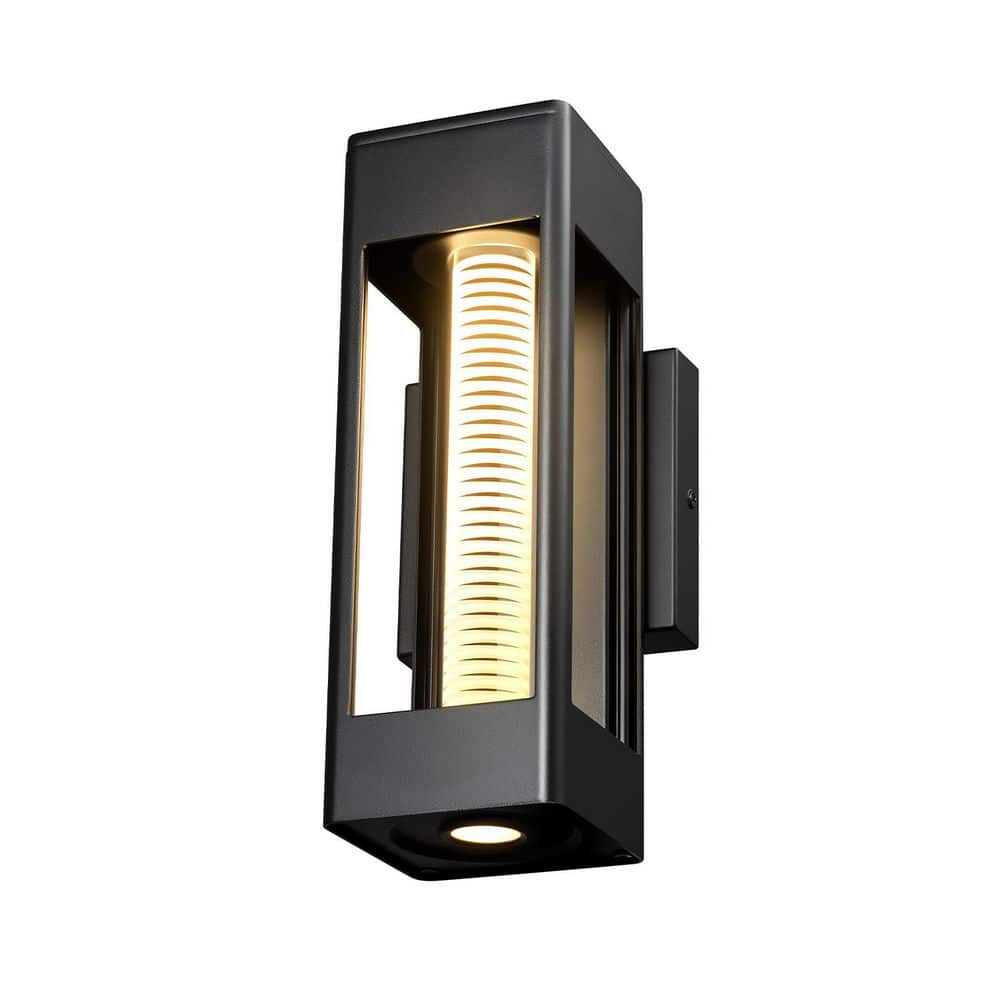 11W 1-Light LED Integrated Matte Black Outdoor Wall Sconce with Horizontal Etched Glass price history on PriceWatchPro