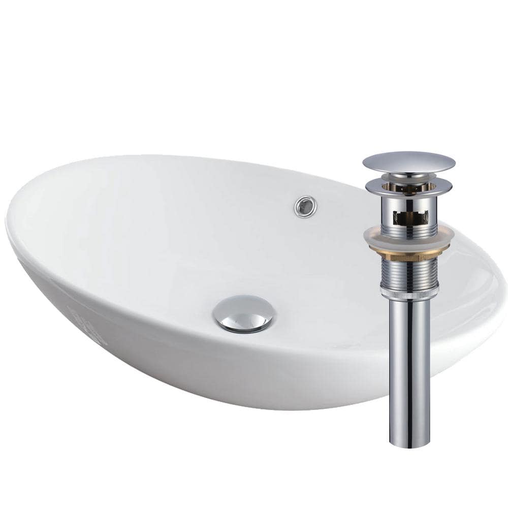 Bianco Uovo Porcelain Vessel Sink in White with Drain in Chrome price history on PriceWatchPro