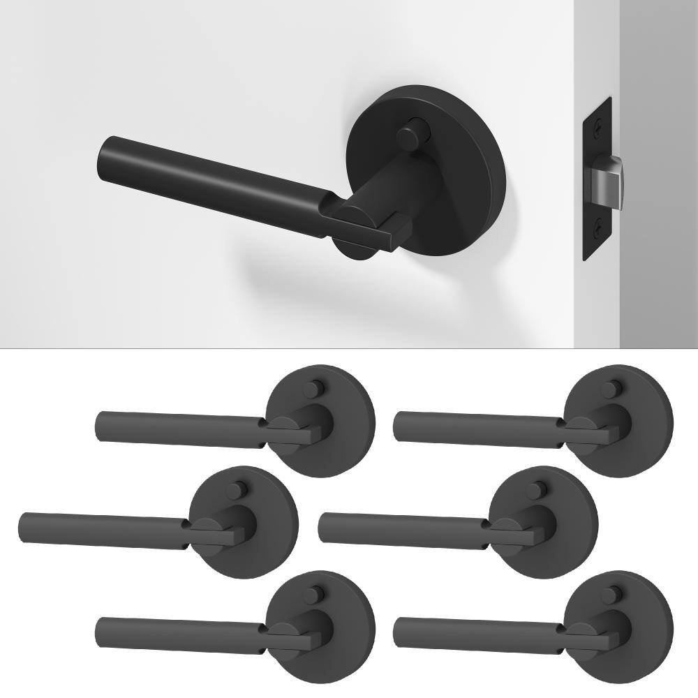 Terra Metal Matte Black Privacy Bed/Bath Round Door Handle with Push Button and Round Rosette 6-Pack price history on PriceWatchPro