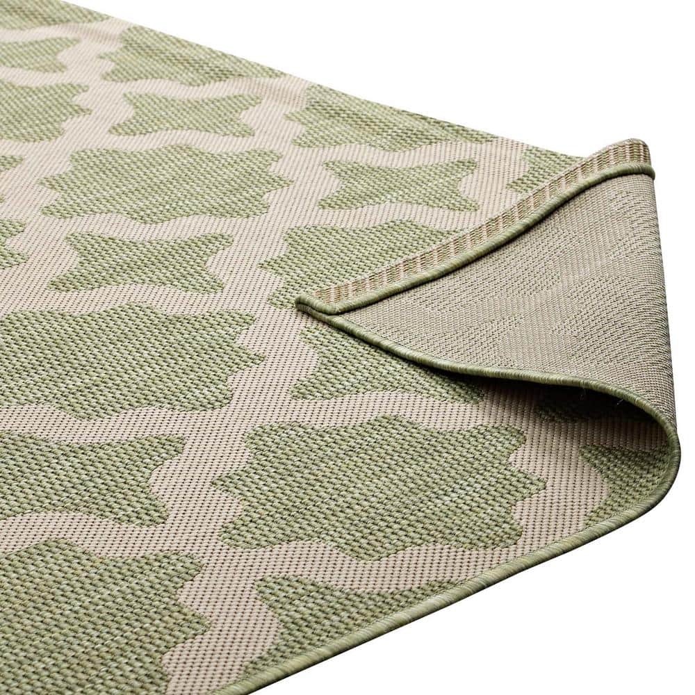 Beige & Light Green 8' x 10' Trellis Synthetic Area Rug