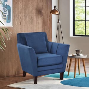 Orbit Navy Blue Velvet Upholstery Pillow Back Accent Chair