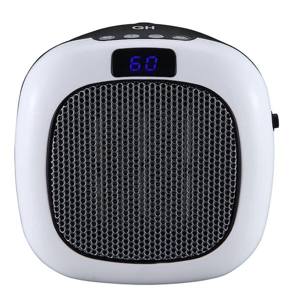 750-Watt Plug-in Wall Mount Portable Ceramic Space Heater with Adjustable Thermostat, Timer & Overheat Safety Protection