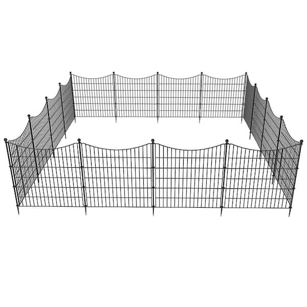 Decorative Garden Fence with Gate 32 in. H x 35.4 ft. L Rustproof Metal Garden Edging Barrier Outdoor Fencing Stakes