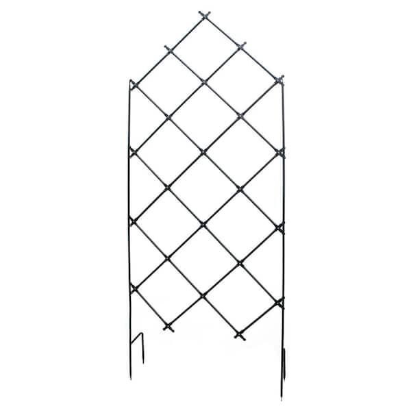 84 in. Tall, Graphite Powder Coat Finish, Traditional Freestanding Lattice Garden Trellis