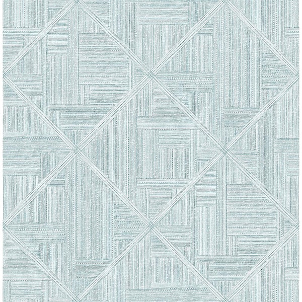 SCOTT LIVING Cade Teal Geometric Wallpaper Sample