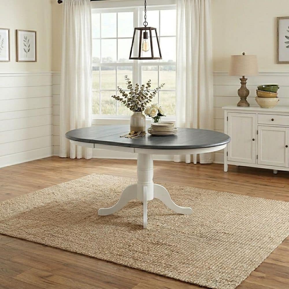 International Concepts White/Heather Gray 36 in. x 48 in. Oval