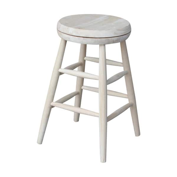 Scooped Seat 24 in. Unfinished Wood Swivel Bar Stool