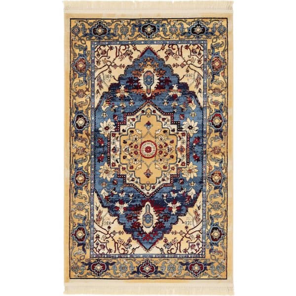 Unique Loom District Potomac Blue 3 ft. 3 in. x 5 ft. 3 in. Area Rug