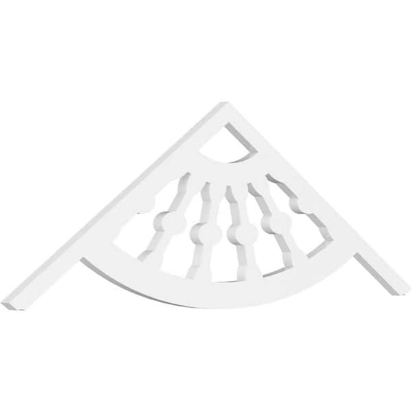 Ekena Millwork 1 in. x 48 in. x 16 in. (8/12) Pitch Classic Wagon Wheel Gable Pediment Architectural Grade PVC Moulding