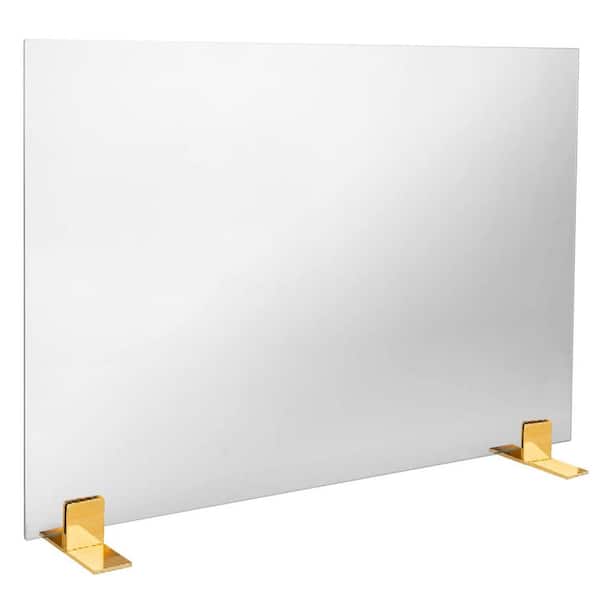 Barton 39 in. W x 29 in. H 1-Panel Clear/Gold Fireplace Screen Guard Panel Tempered Glass Spark Screen