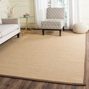 Natural Fiber Maize/Brown 4 ft. x 4 ft. Woven Border Square Area Rug
