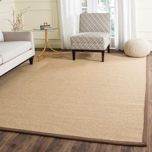 Natural Fiber Maize/Brown 8 ft. x 10 ft. Border Area Rug