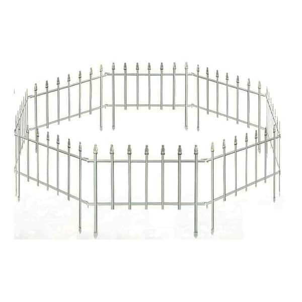 22 in. W x 18 in. H White Metal Decorative Garden Fence, 5-Panels Landscape Fencing for Flower Bed, Yard, Animal Barrier