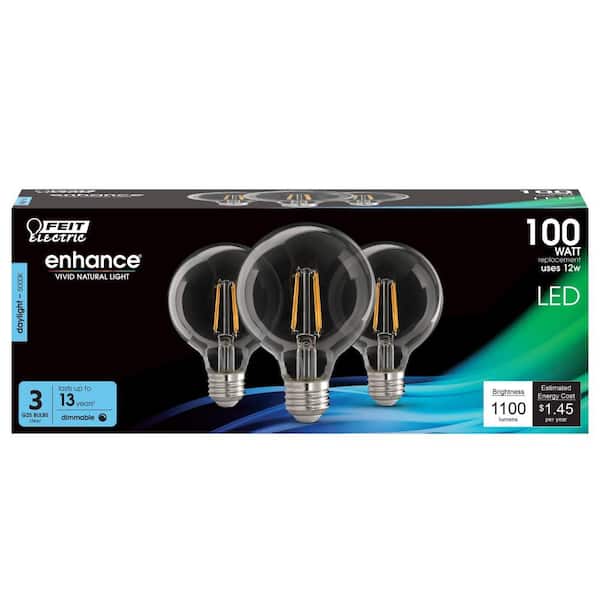Feit Electric 40-Watt Equivalent G25 Dimmable Filament ENERGY STAR Clear Glass LED Light Bulb, Daylight (36-Pack)