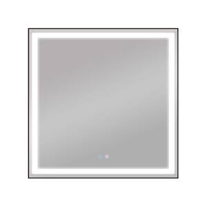 36 in. W x 36 in. H Square Framed Wall Mounted Anti-fog LED Bathroom Vanity Mirror Dimmable and 3 Color