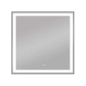 36 in. W x 36 in. H Square Framed Wall Mounted Anti-fog LED Bathroom Vanity Mirror Dimmable and 3 Color