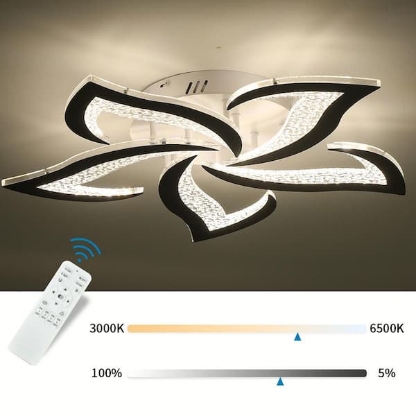 Genoci 23.62 in. 48-Watt Modern Black Integrated LED Flush Mount