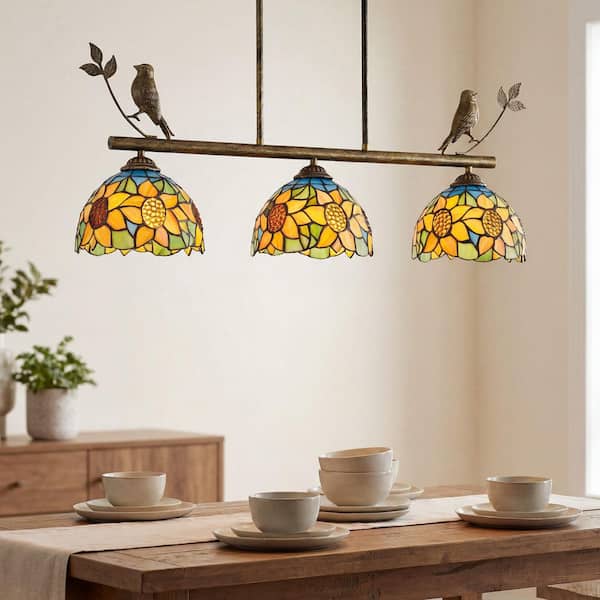 Lasaideal Veloria 3-Light Bronze Tiffany Island Hanging Pendant