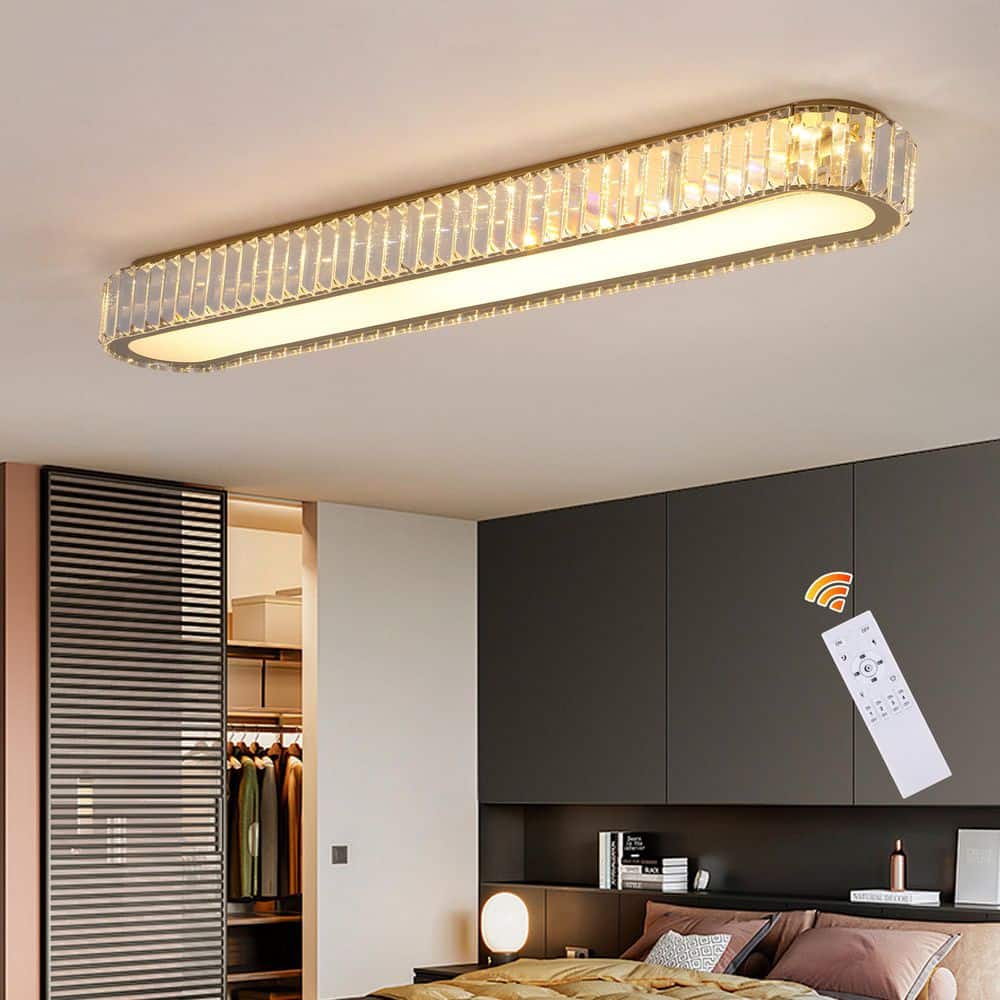 Genoci 38.6 in. 48-Watt Modern Gold Rectangle Dimmable Integrated