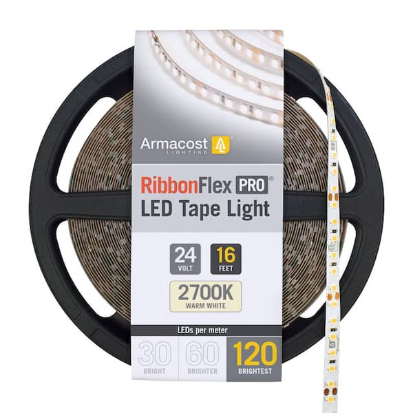 RibbonFlex Pro 16.4 ft. (5M) 24-Volt LED Tape Light, Soft White(2700K), 120 LEDs/M