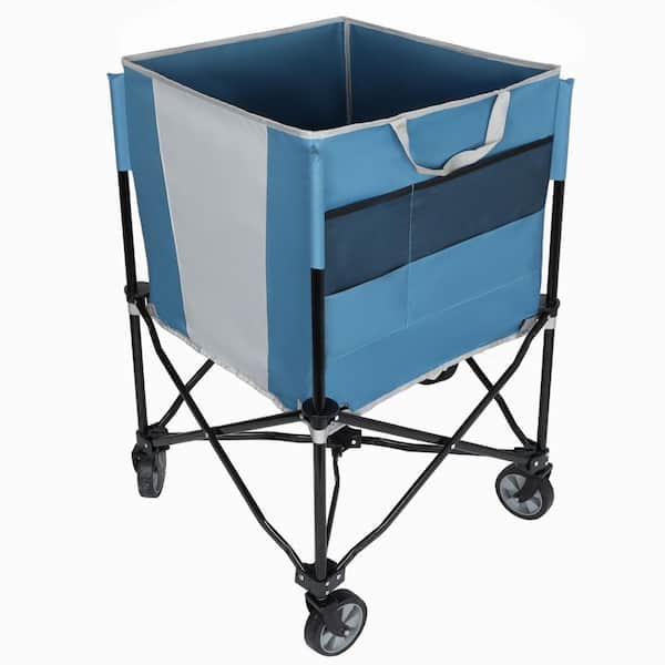 Steel 4-Wheeled Equipment Organizer Rolling Ball Storage Cart in Blue and Gray